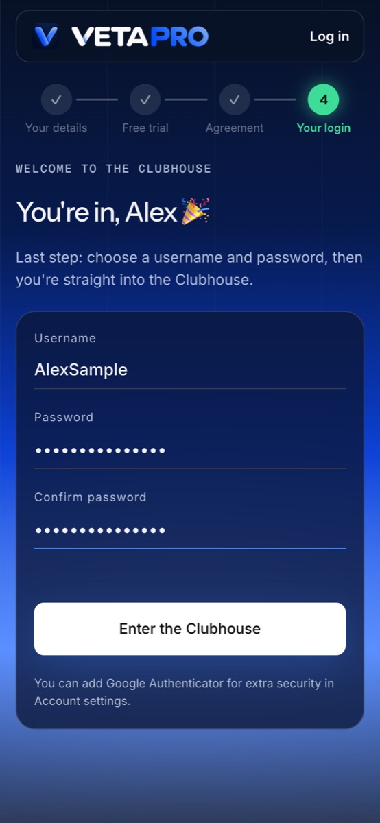 Step 4: Create your login